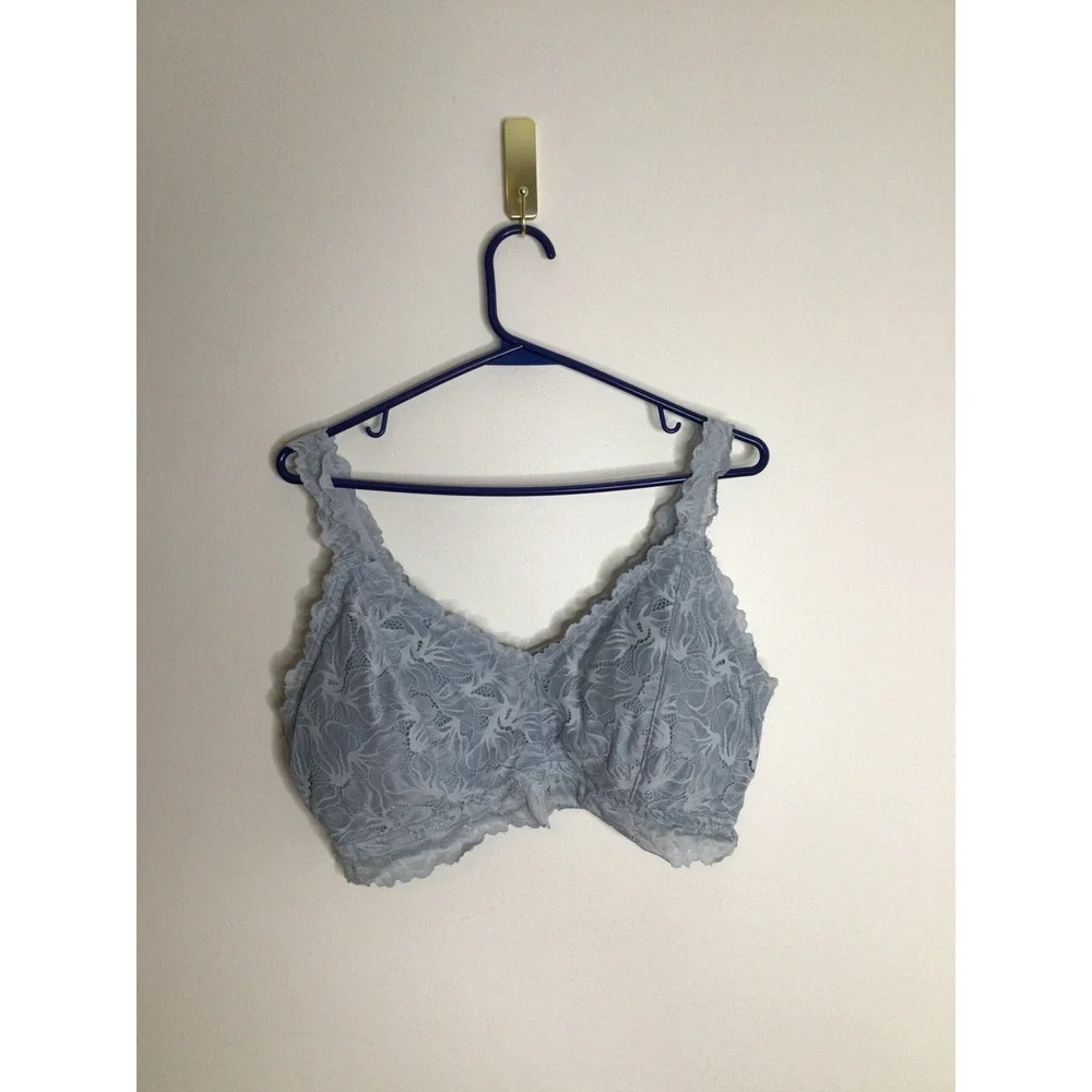 Maurices Bralette Womens XXL Light Blue Excellent Lace Wireless Crisscross Back